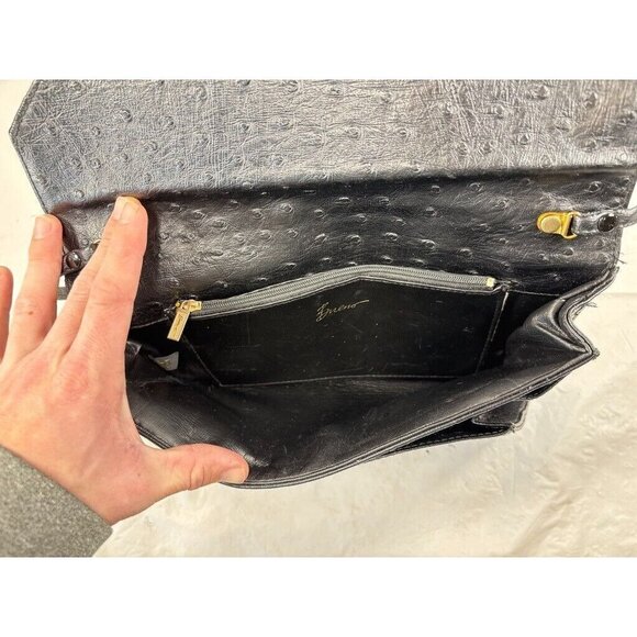 Vintage Bueno Envelope Shoulder Bag Black Faux Ostrich - Picture 10 of 12